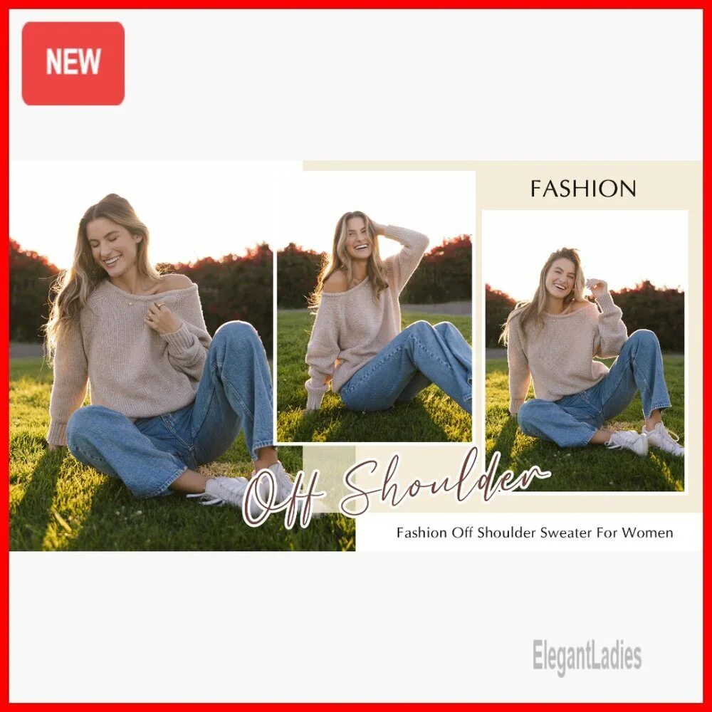 Oversized Ribbed Knit Pullover Sweater Long Sleeve Crew Neck Loose Fit